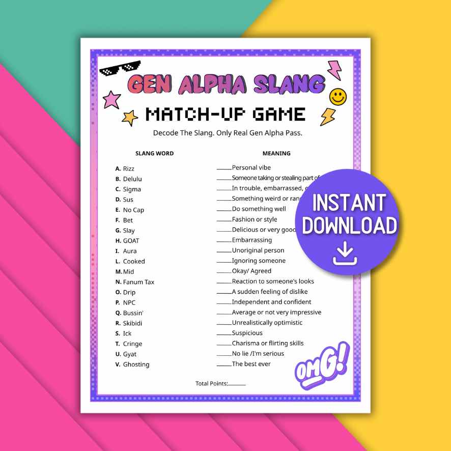 gen alpha slang match up game