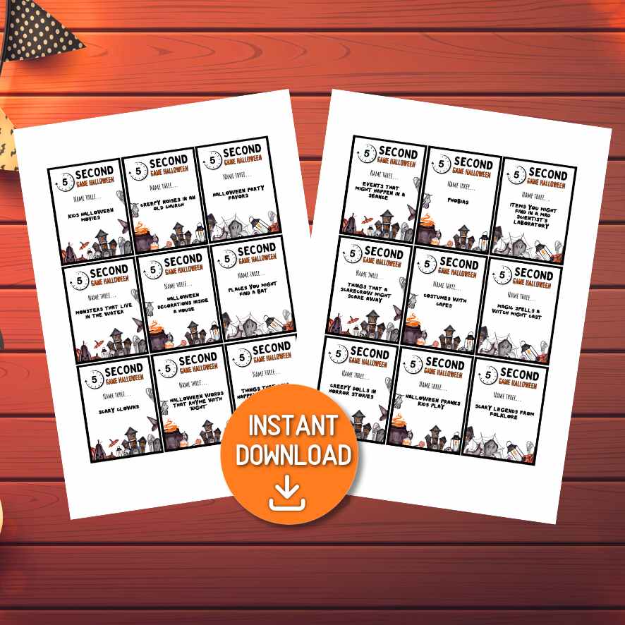 Halloween 5 Second Card Set