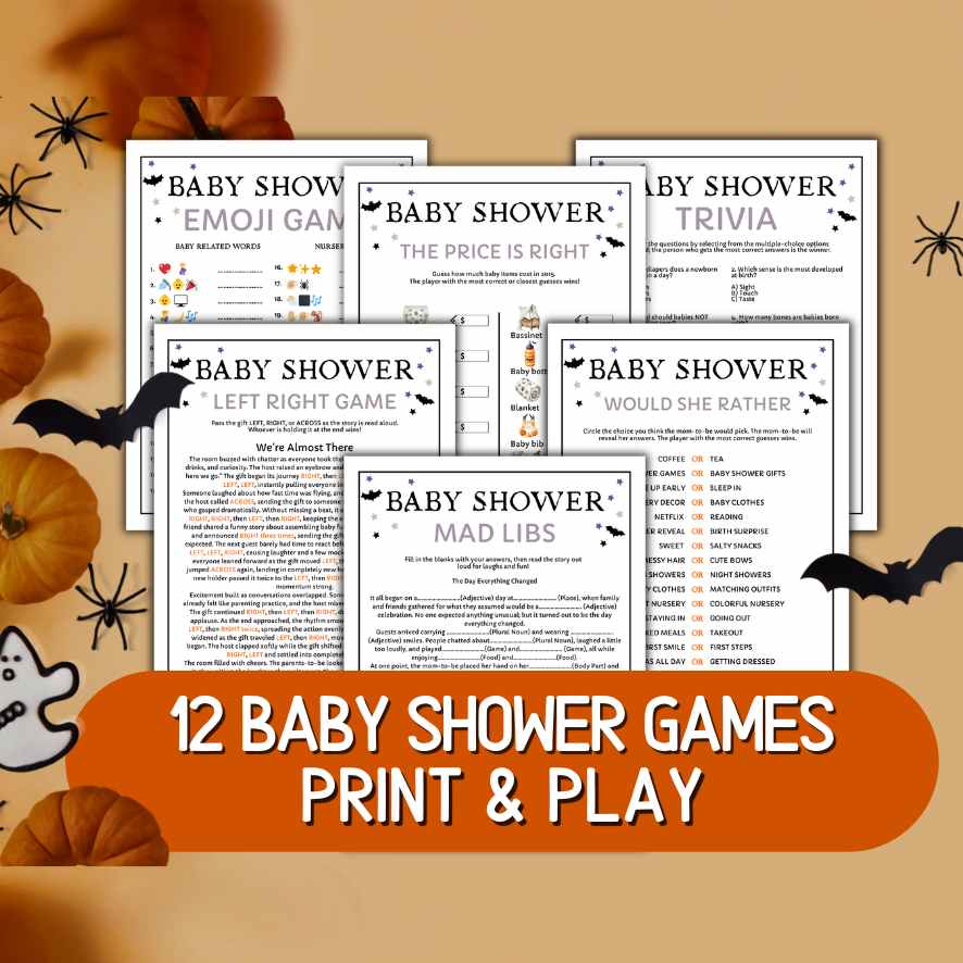 halloween baby shower games bundle