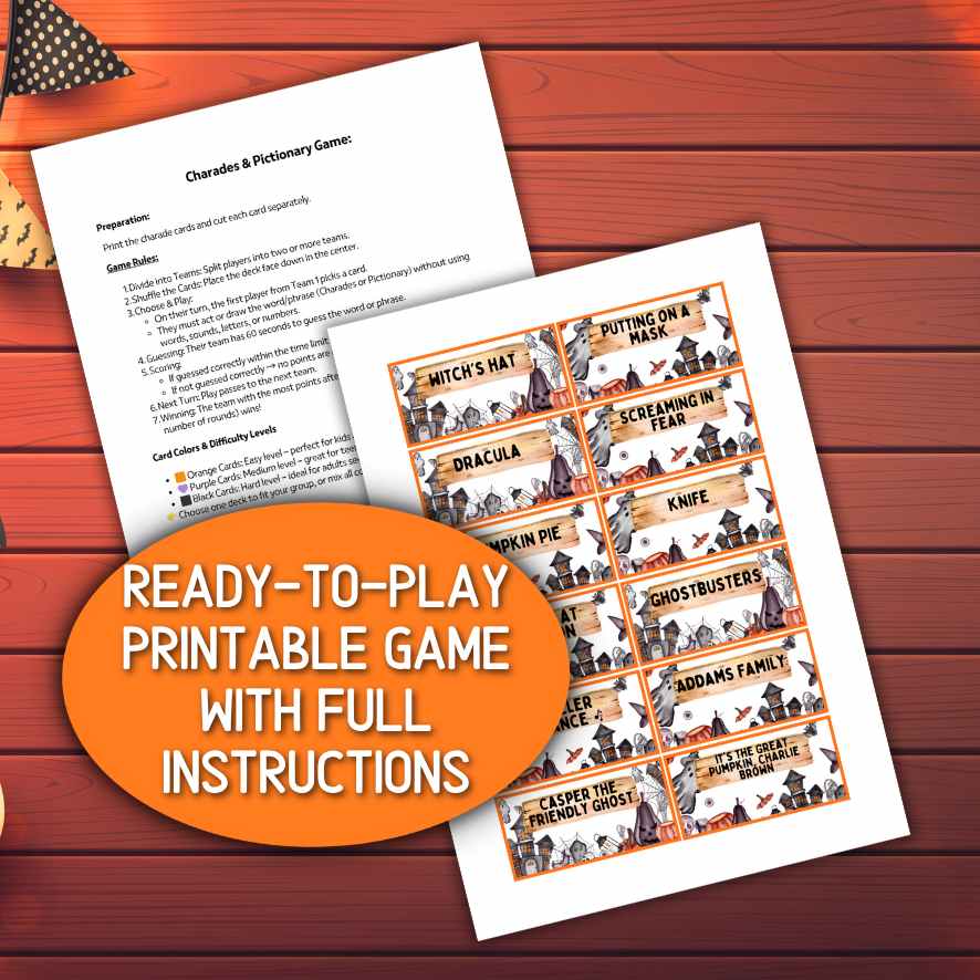 Charades Cards for Halloween