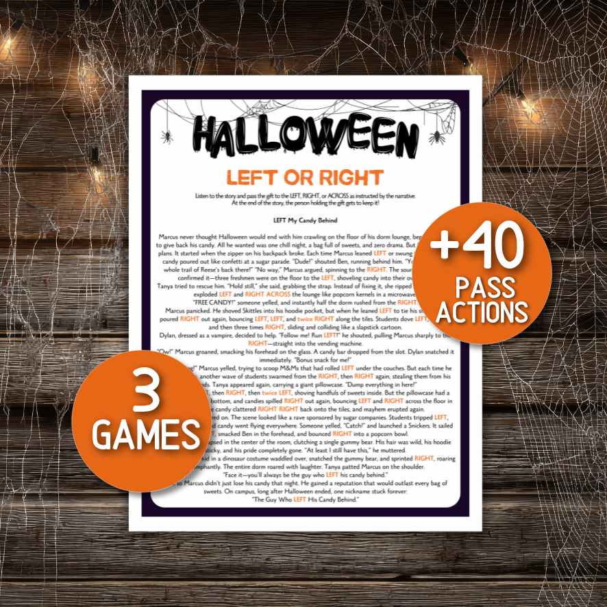 left right halloween passing game for teens