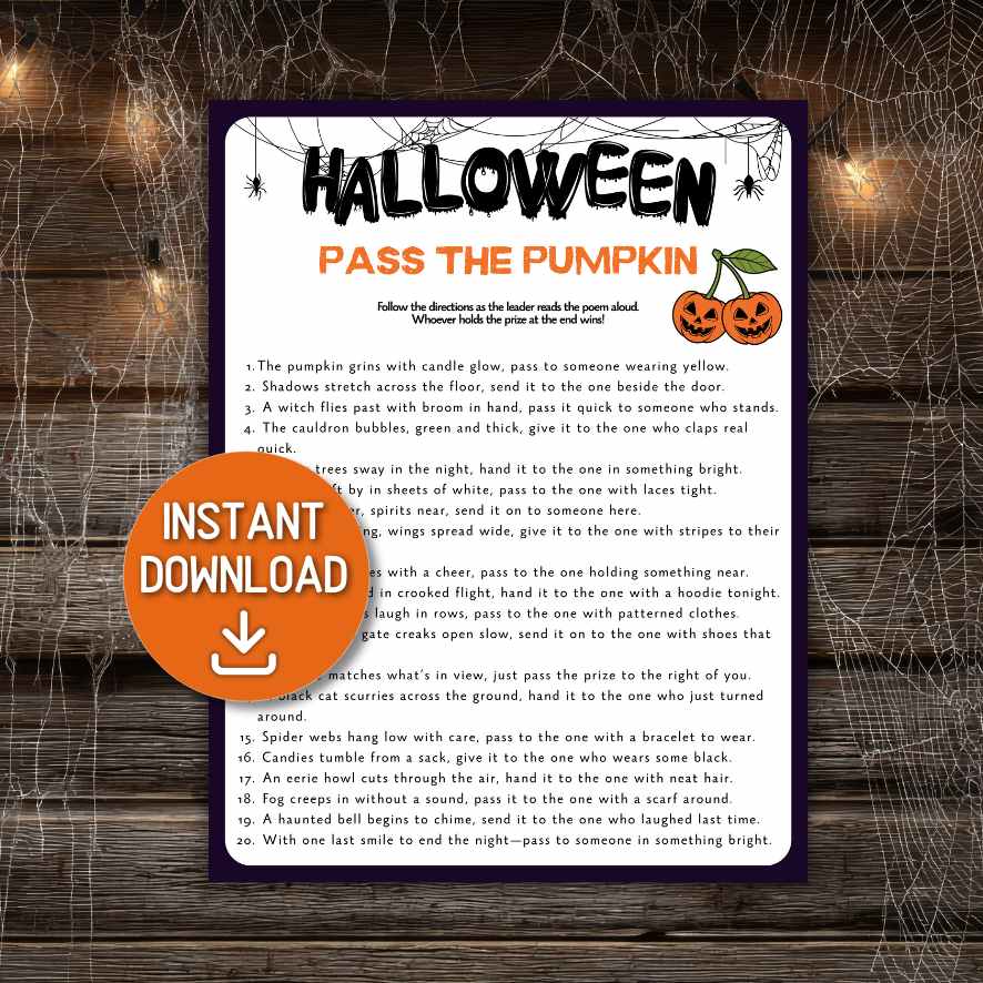 halloween pass the pumpkin poem