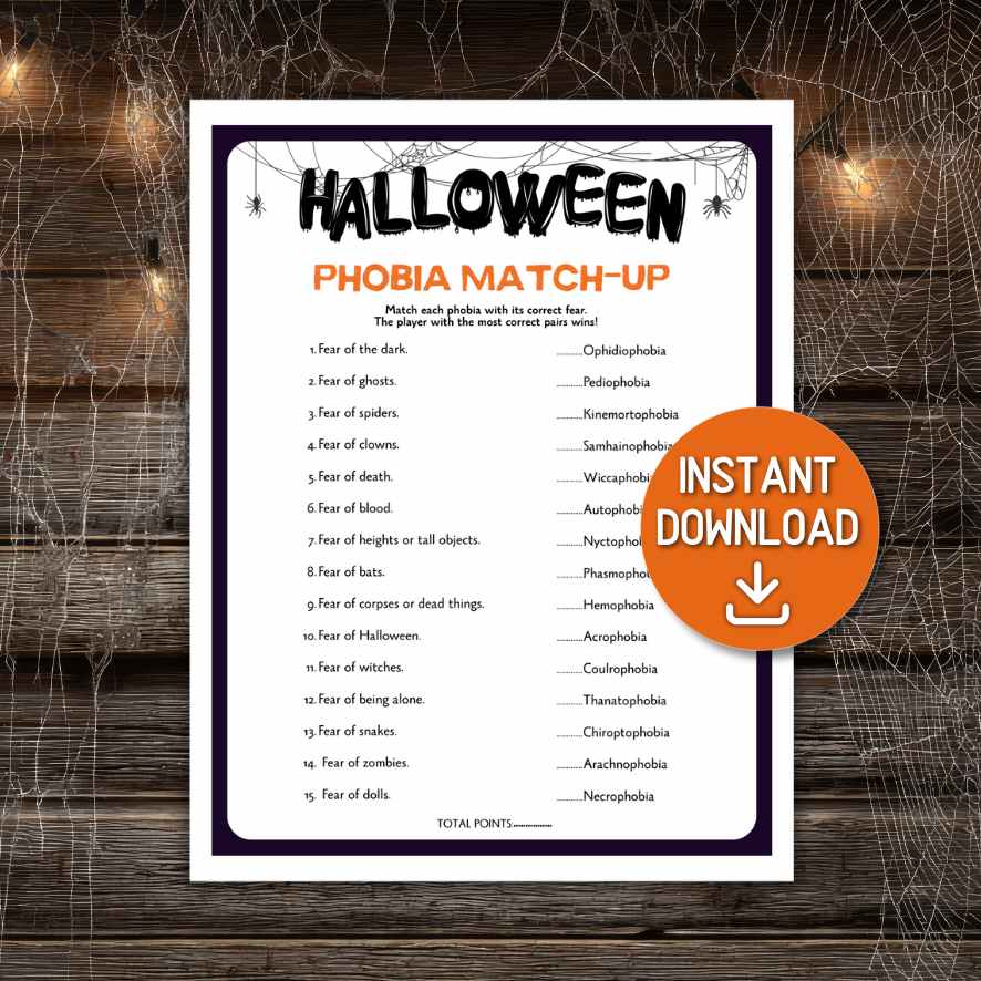 halloween phobia match game