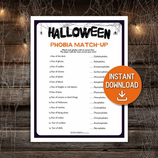 halloween phobia match game