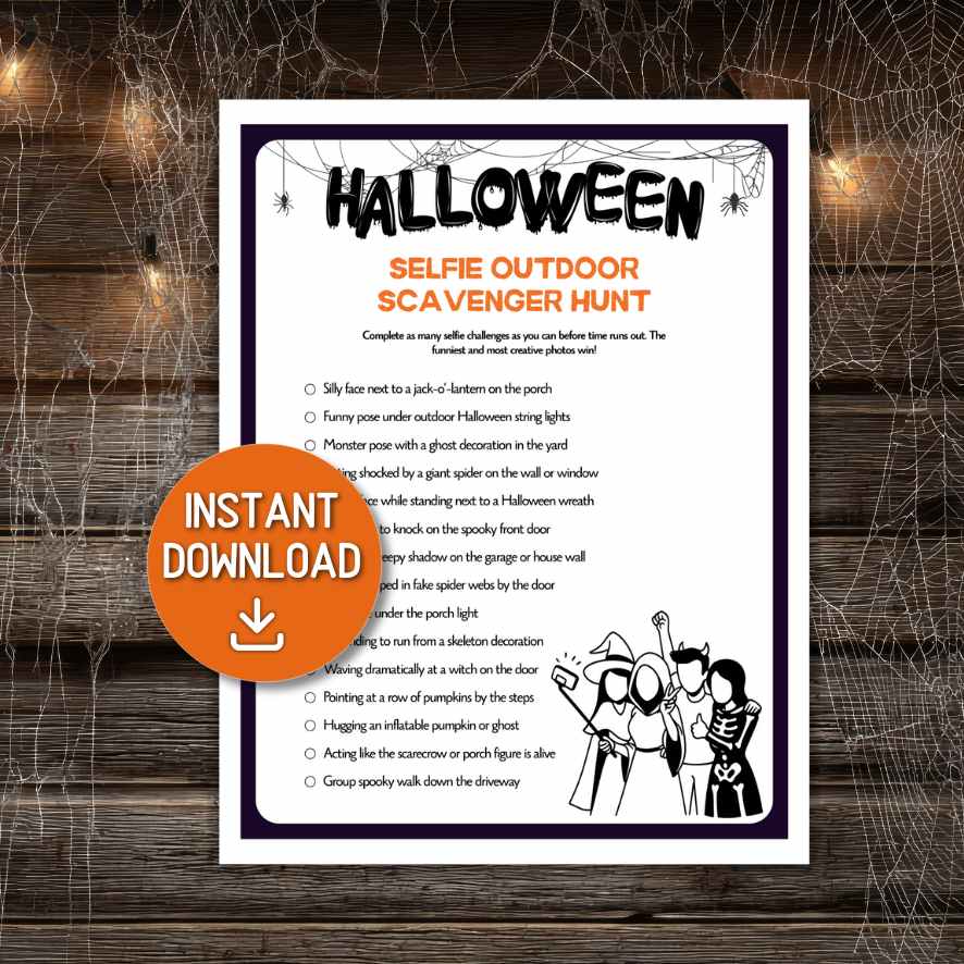 halloween selfie scavenger hunt game