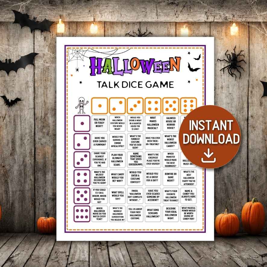 halloween talk dice game