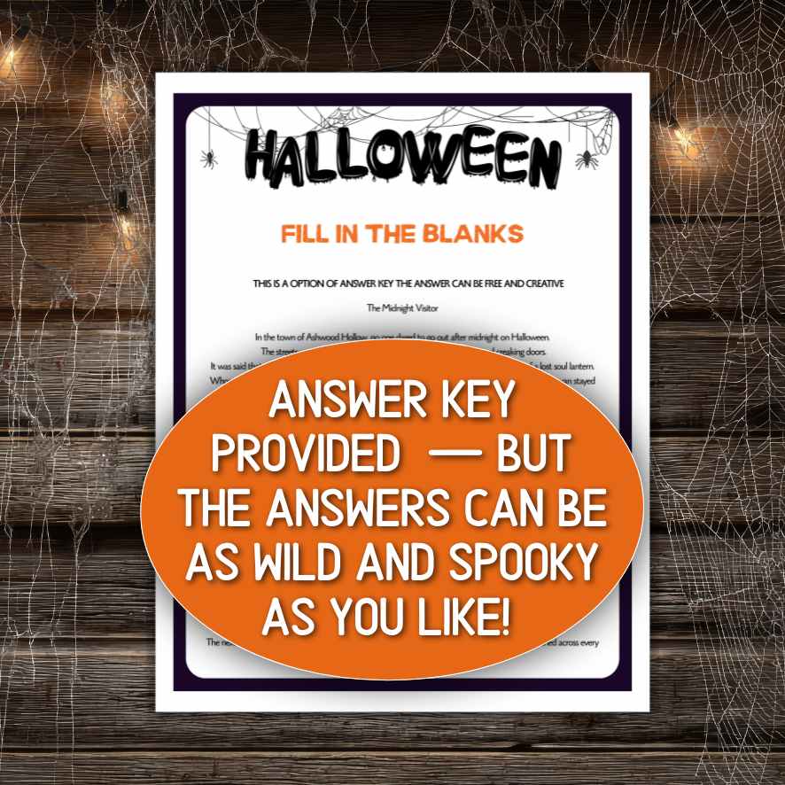 halloween mad libs fill in the blanks with answers