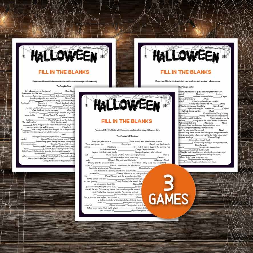 halloween mad libs fill in the blanks game