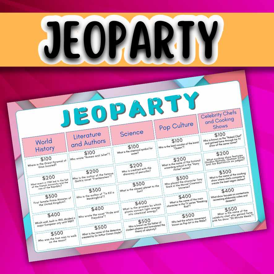 JEOPARDY GAME PRINTABLE The Game Room