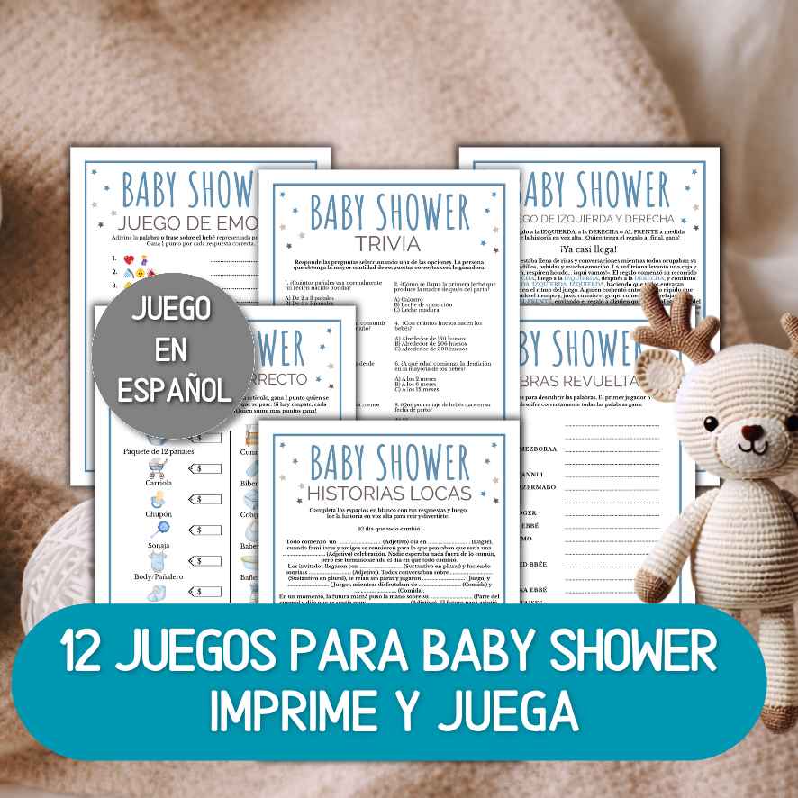 paquete de juegos de baby shower en español