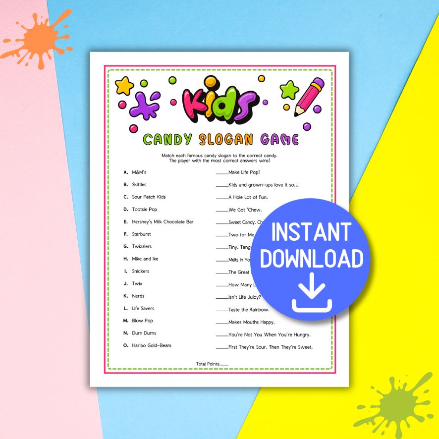 kids candy slogan game