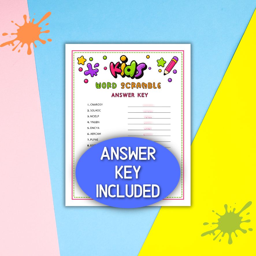 word scramble printable for kids