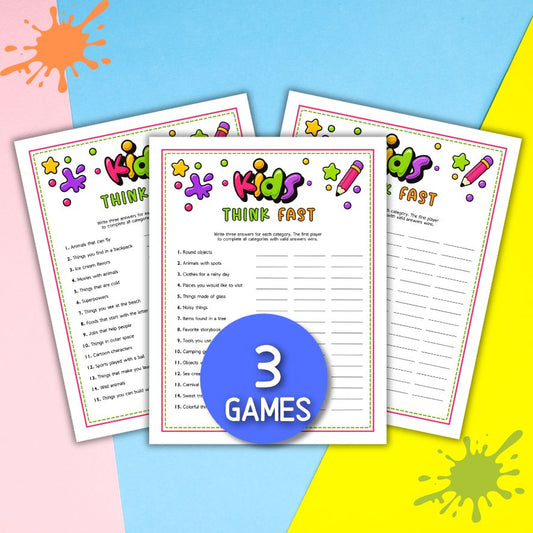 kids think fast game printable

