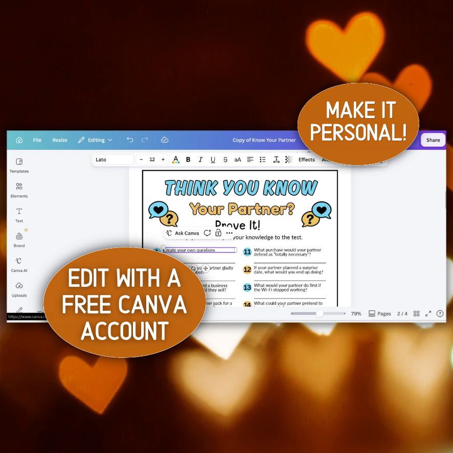 editable canva couples game template