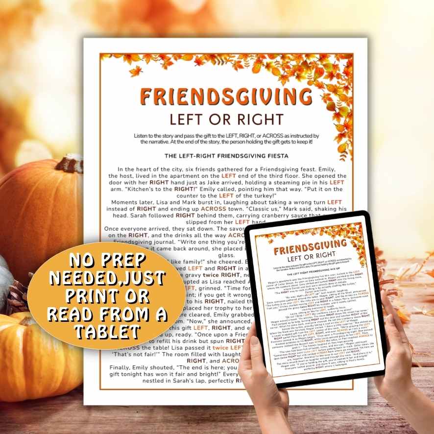 left right game thanksgiving story
