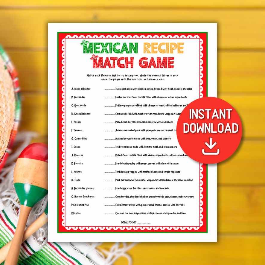 mexican recipe match game

