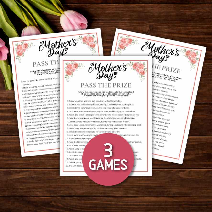 mothers day pass the prize game printable