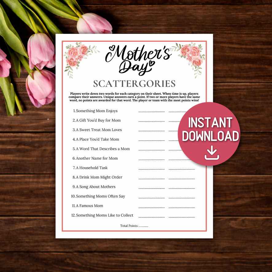 mothers day scattergories game