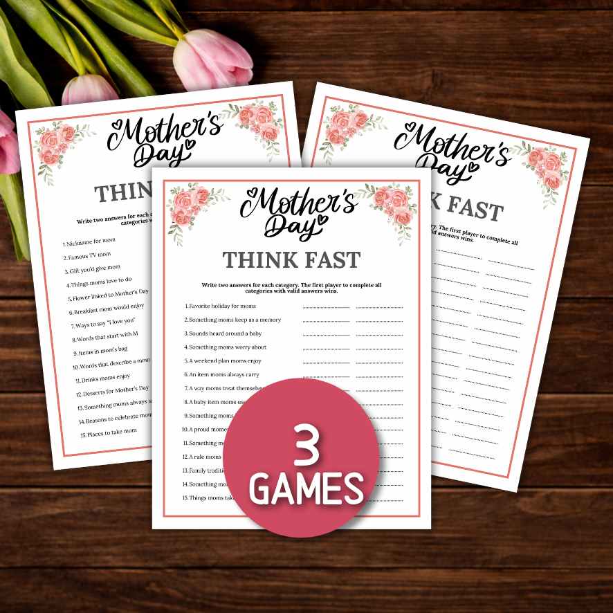 mothers day think fast game printable