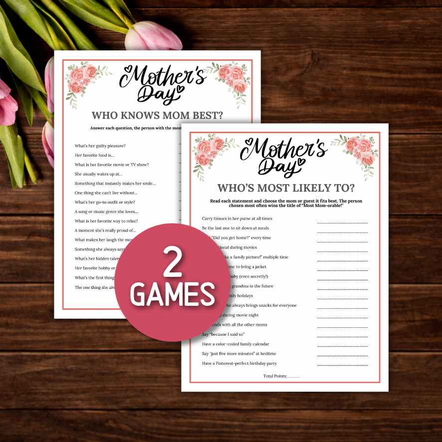 mothers day party games printable