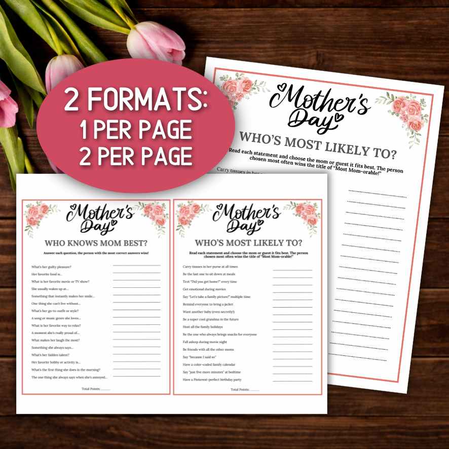 mom quiz and most likely to game activity