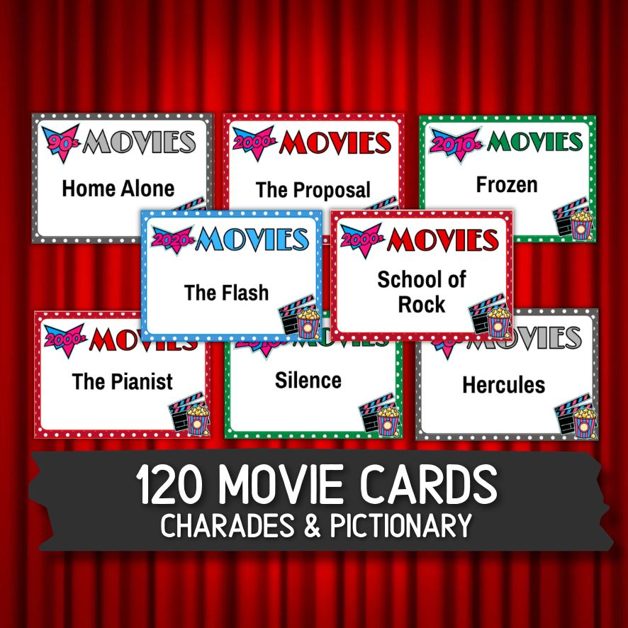 movie charades and pictionary game printable