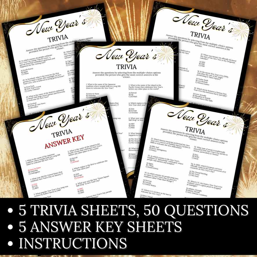 New Year’s Trivia Game | Printable Fun for Parties & Family Gatherings ...