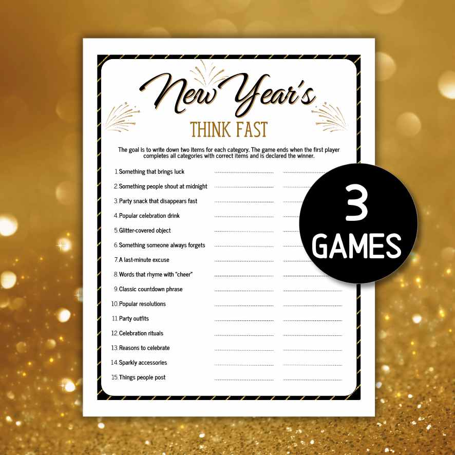 new year think fast game printable