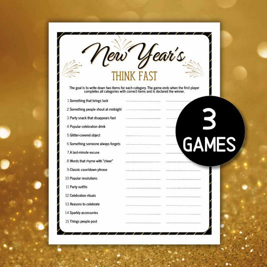 new year think fast game printable