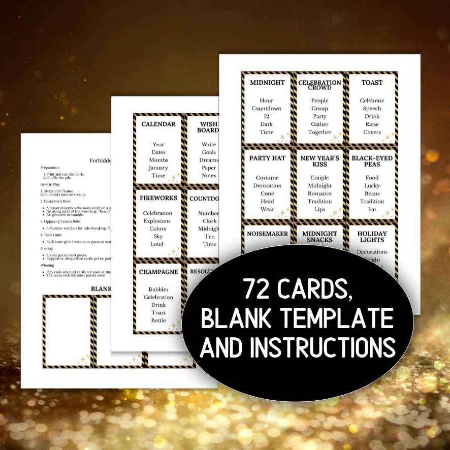 printable new year's forbidden words game