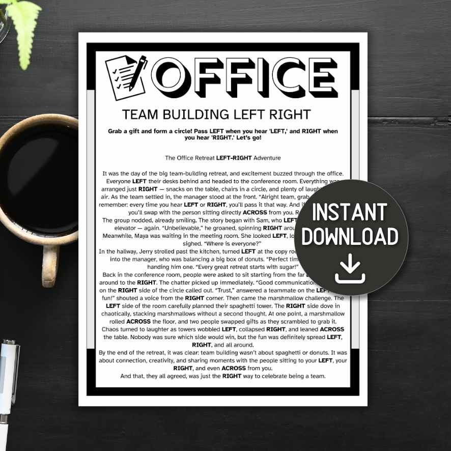 left right office party game

