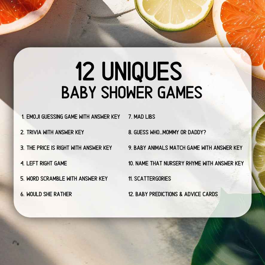citrus themed baby shower games