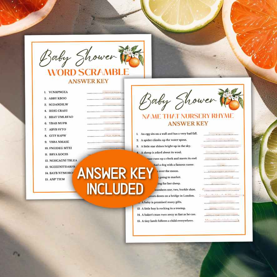 orange baby shower games with answers