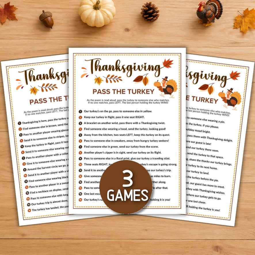 pass the turkey thanksgiving game printable

