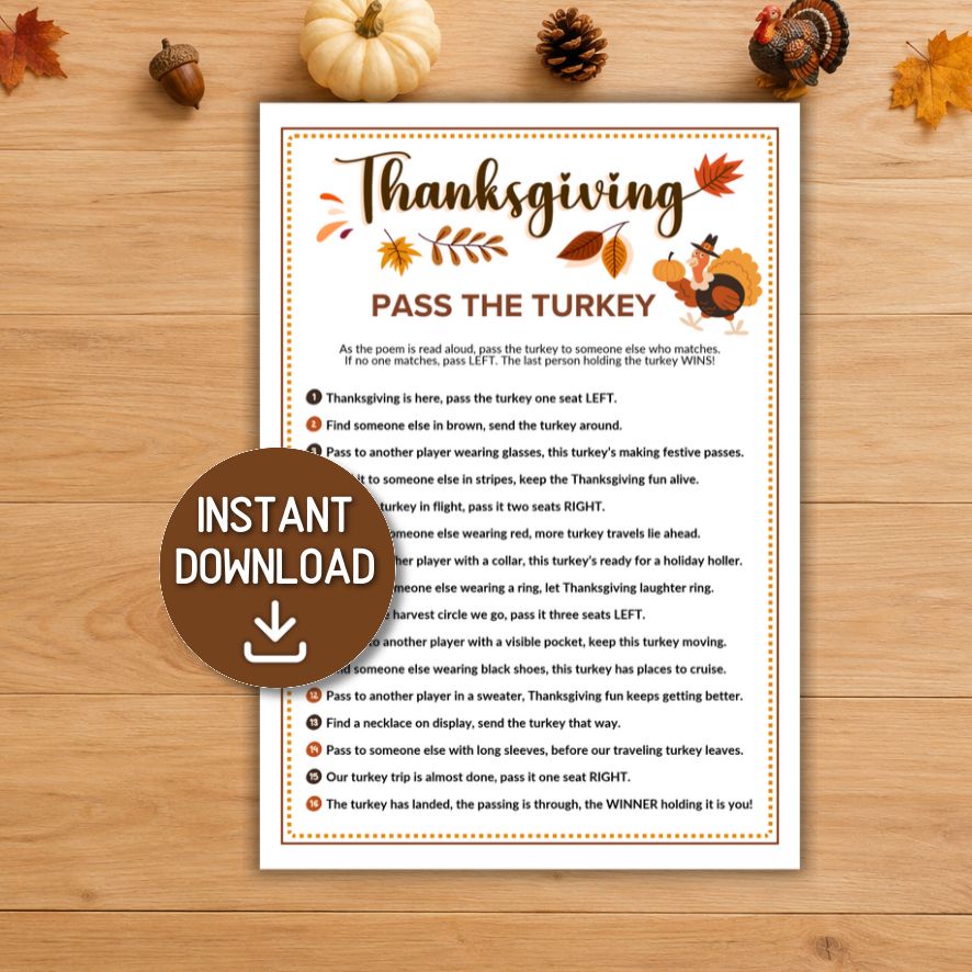 pass the turkey printable