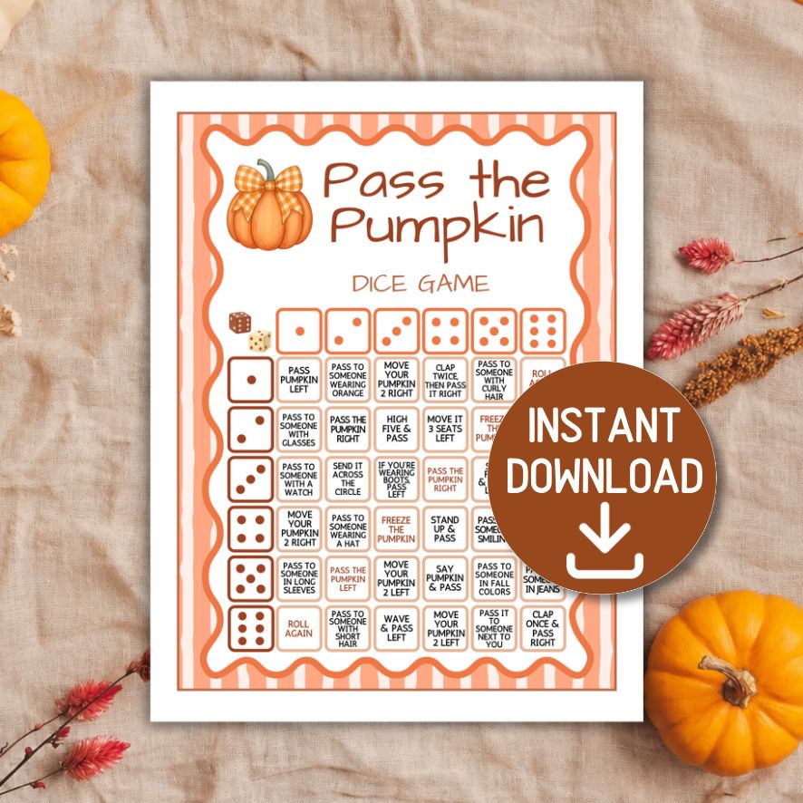 pass the pumpkin dice game printable