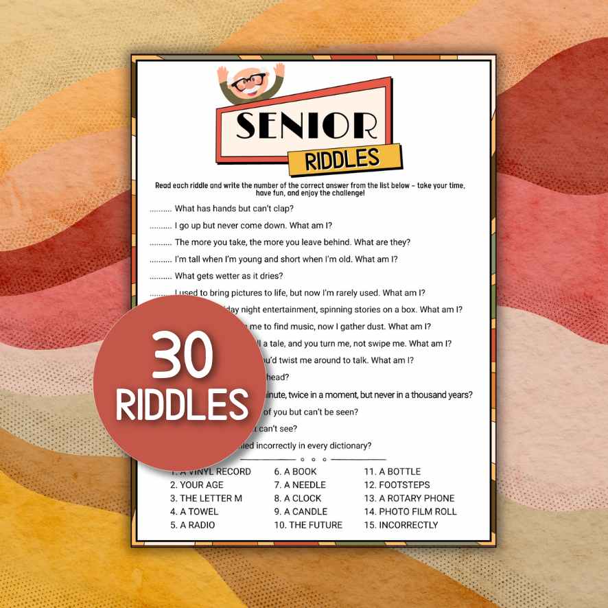 Senior Riddle Printabl RIDDLE GAME FOR SENIORS – The Game Room
