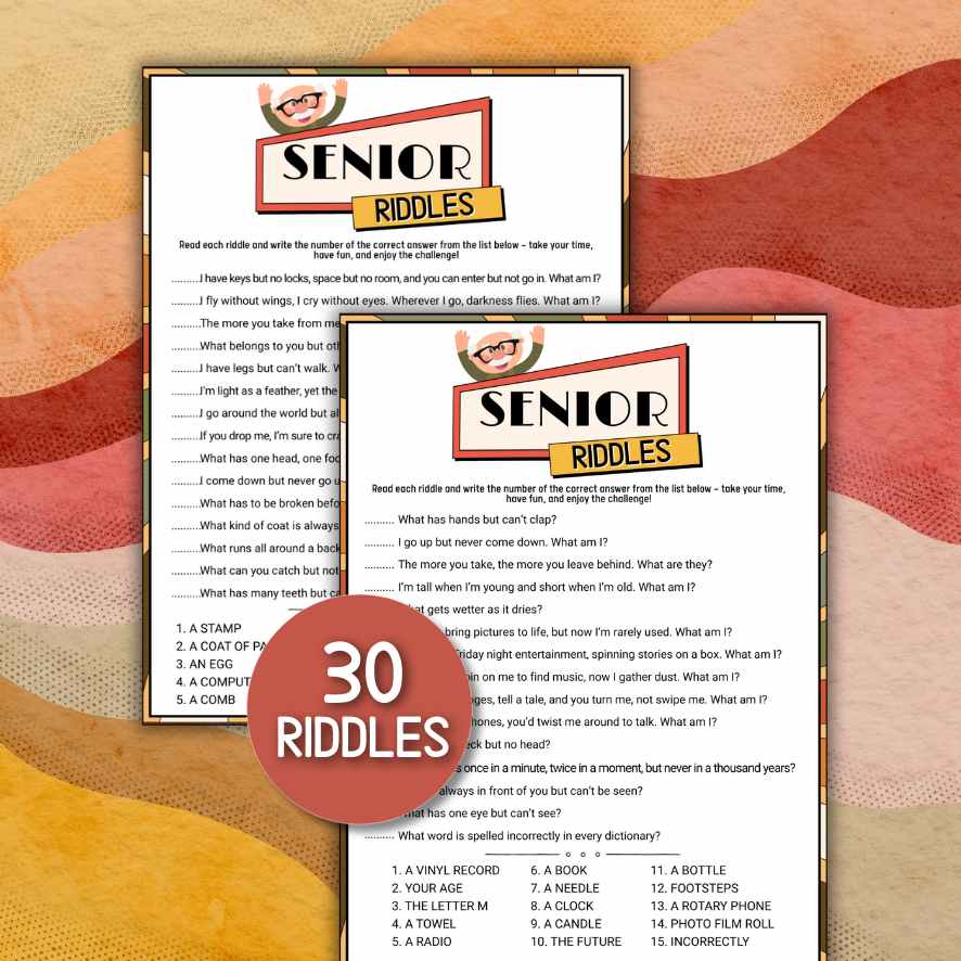 Senior Riddle Printabl RIDDLE GAME FOR SENIORS – The Game Room