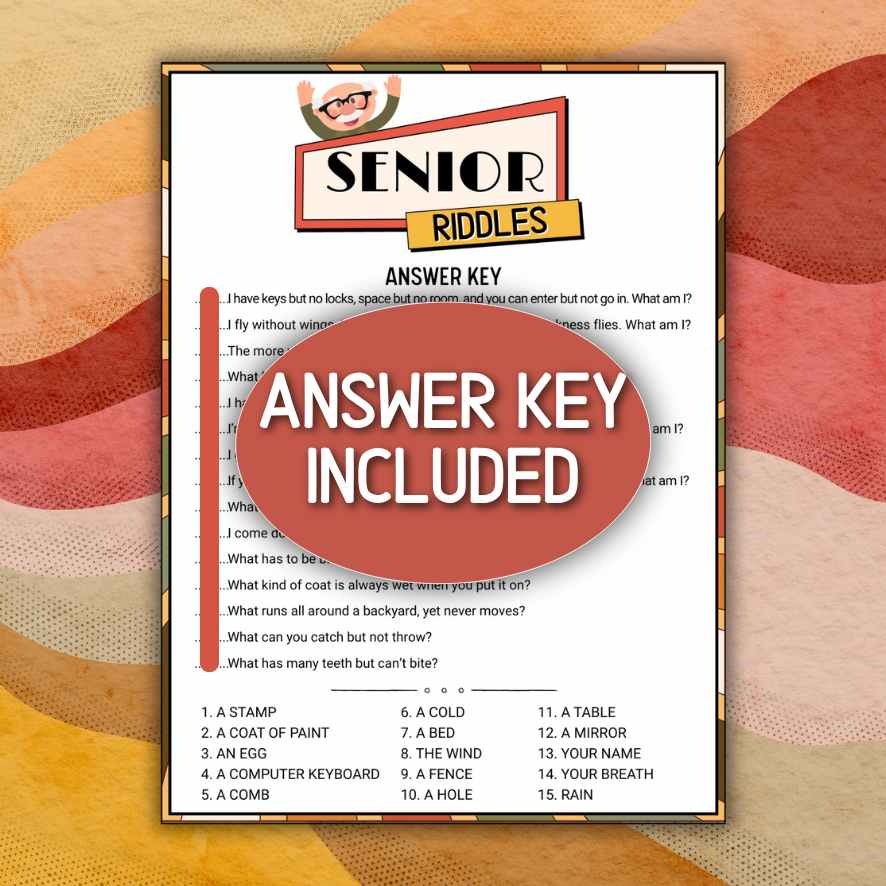Senior Riddle Printabl RIDDLE GAME FOR SENIORS – The Game Room