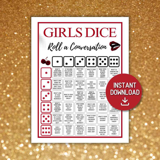 girls dice conversation game printable