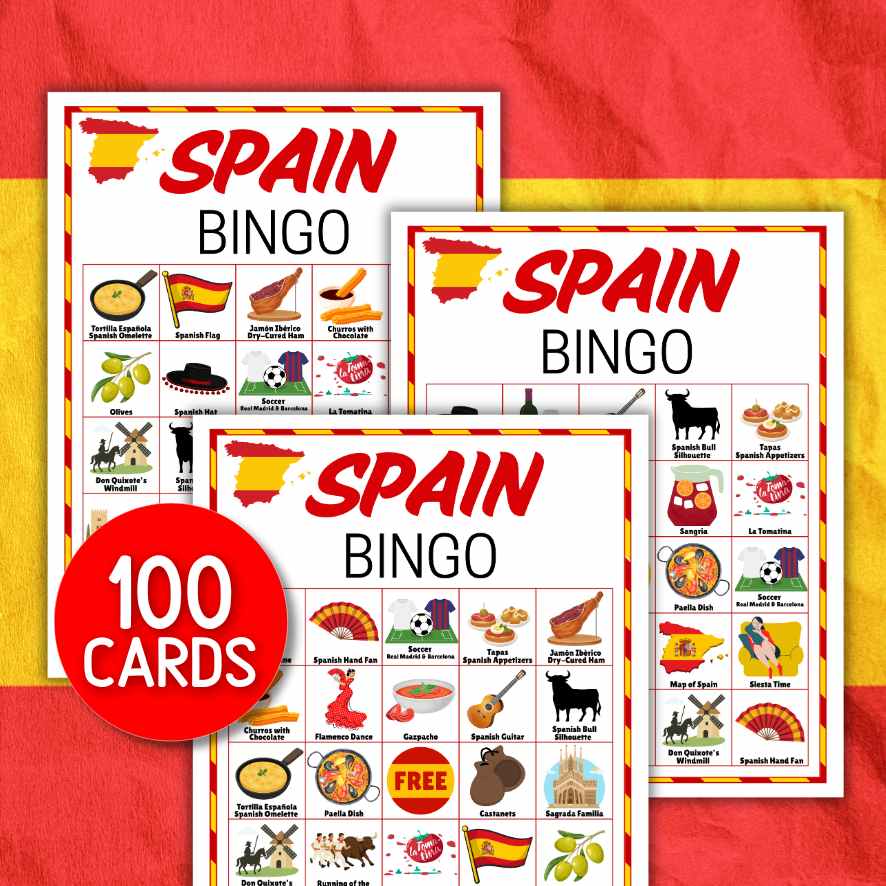 spain travel bingo cards