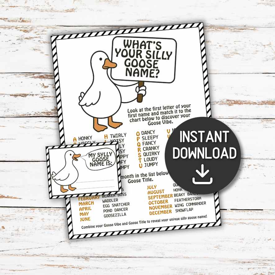 silly goose name game printable

