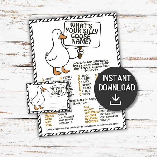 silly goose name game printable

