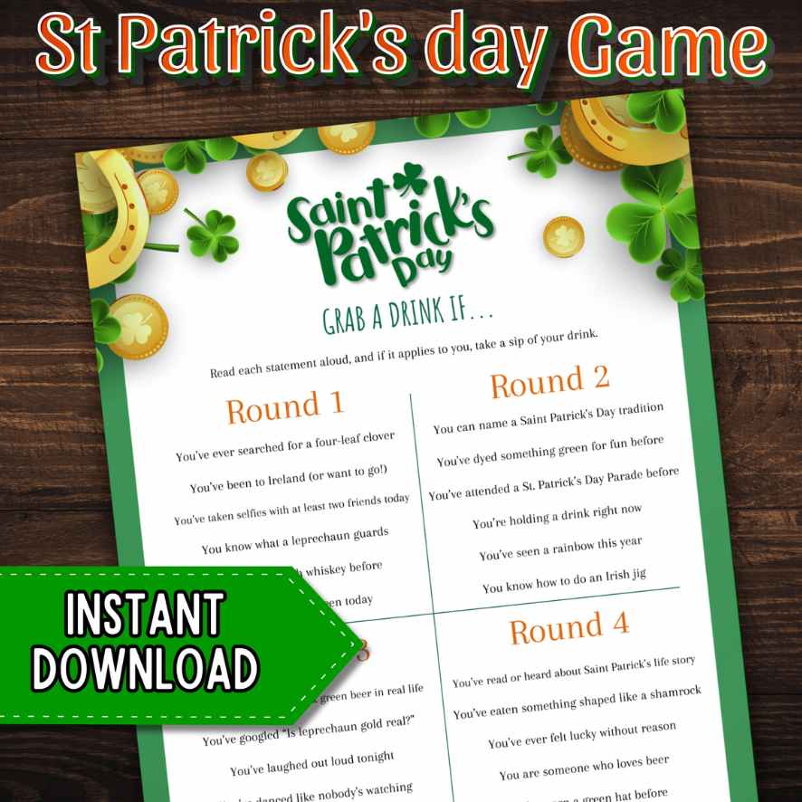 St. Patrick's Day Drinking Game Printable