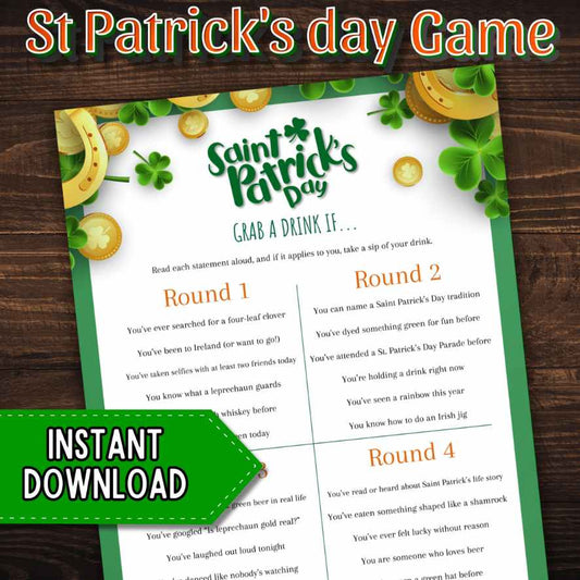 St. Patrick's Day Drinking Game Printable