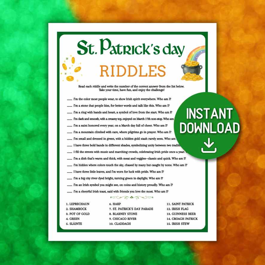 st.patricks day riddles printable