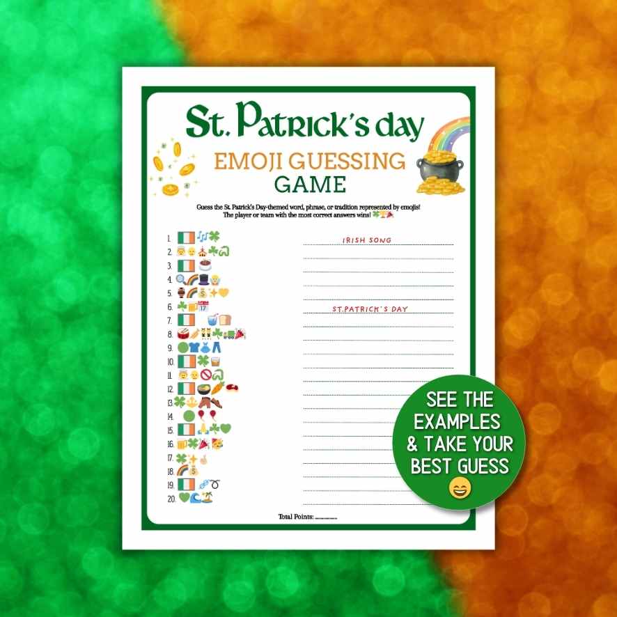 st. patrick´s day emoji pictionary