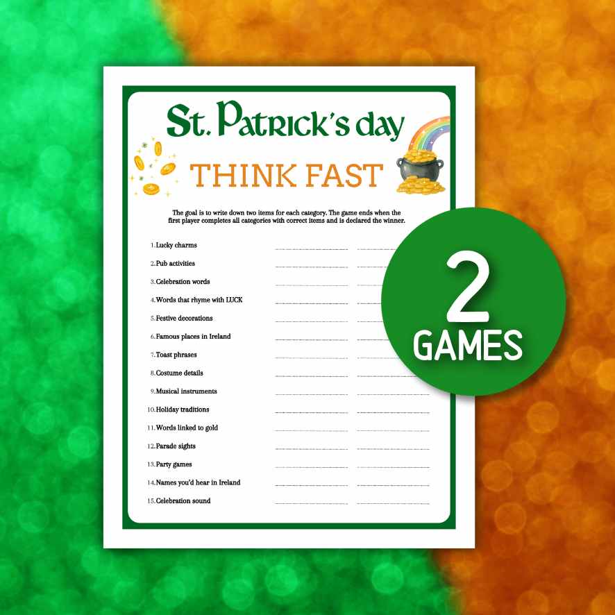 St Patricks think fast game

