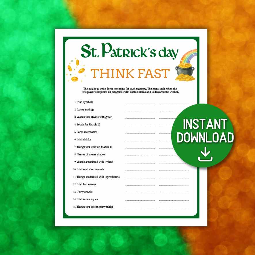 st patrick´s day games printable
