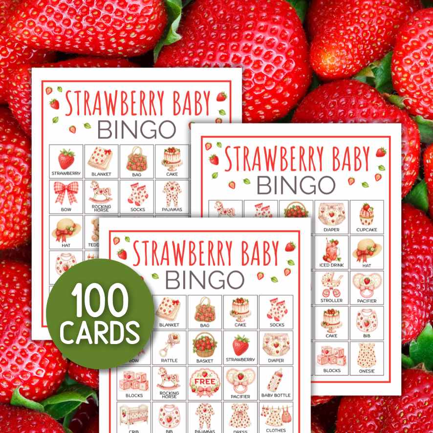 strawberry baby shower bingo